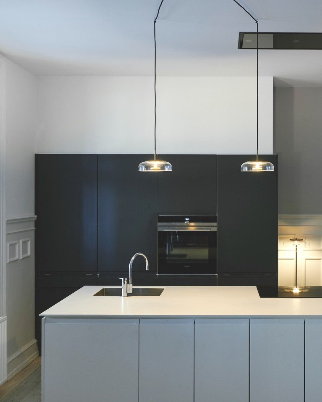 Modern Round Glass and Brass Pendant Light Fixture for Contemporary Interior Lighting