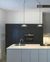 Modern Round Glass and Brass Pendant Light Fixture for Contemporary Interior Lighting