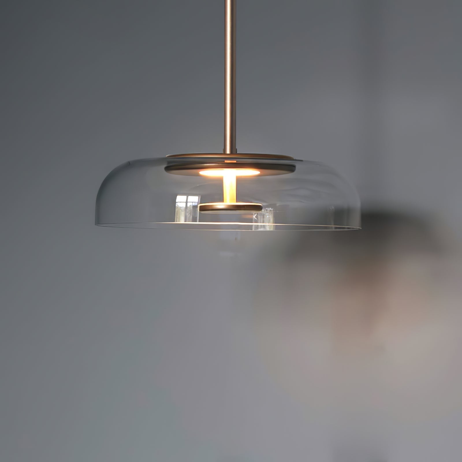 Modern Round Glass and Brass Pendant Light Fixture for Contemporary Interior Lighting