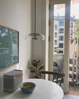 Modern Round Glass and Brass Pendant Light Fixture for Contemporary Interior Lighting