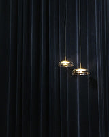 Modern Round Glass and Brass Pendant Light Fixture for Contemporary Interior Lighting