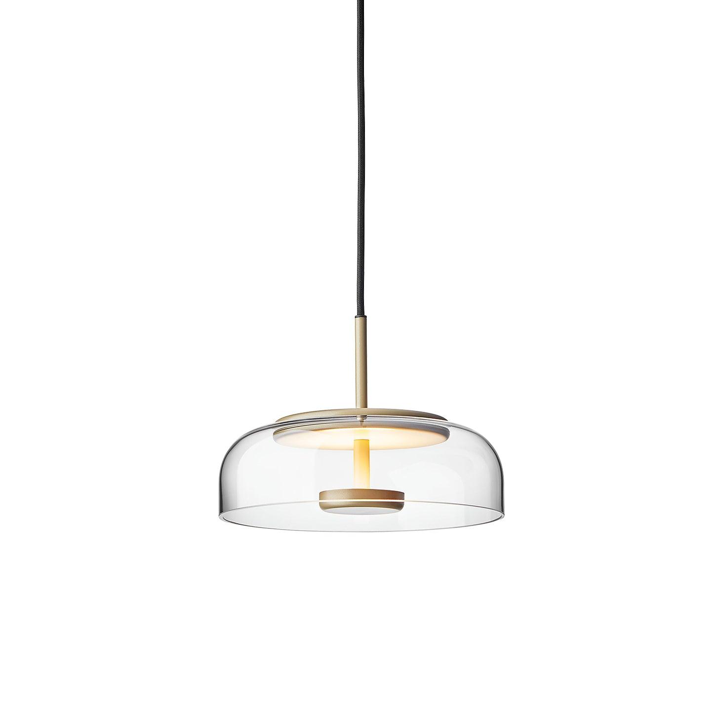 Modern Round Glass and Brass Pendant Light Fixture for Contemporary Interior Lighting