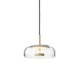 Modern Round Glass and Brass Pendant Light Fixture for Contemporary Interior Lighting