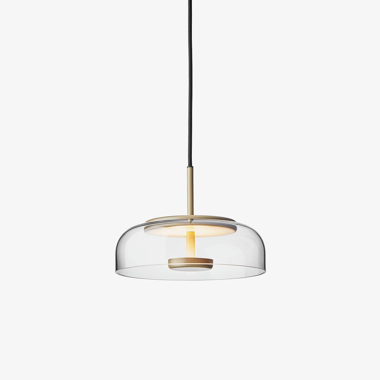 Modern Round Glass and Brass Pendant Light Fixture for Contemporary Interior Lighting