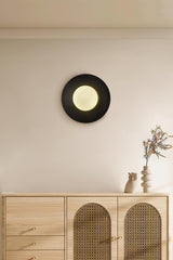 Modern Round Glass Art Sconce Wall Lamp Celestial Moon Design for Hallway and Bedroom