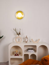 Modern Round Glass Art Sconce Wall Lamp Celestial Moon Design for Hallway and Bedroom