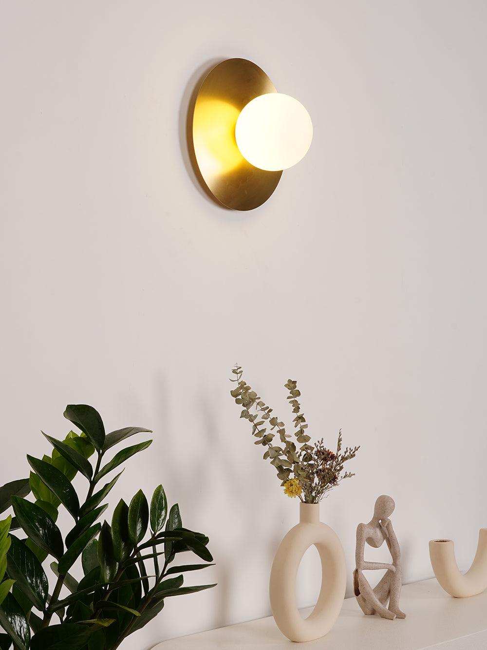 Modern Round Glass Art Sconce Wall Lamp Celestial Moon Design for Hallway and Bedroom