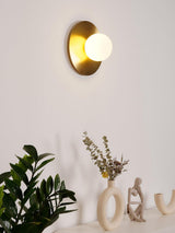 Modern Round Glass Art Sconce Wall Lamp Celestial Moon Design for Hallway and Bedroom