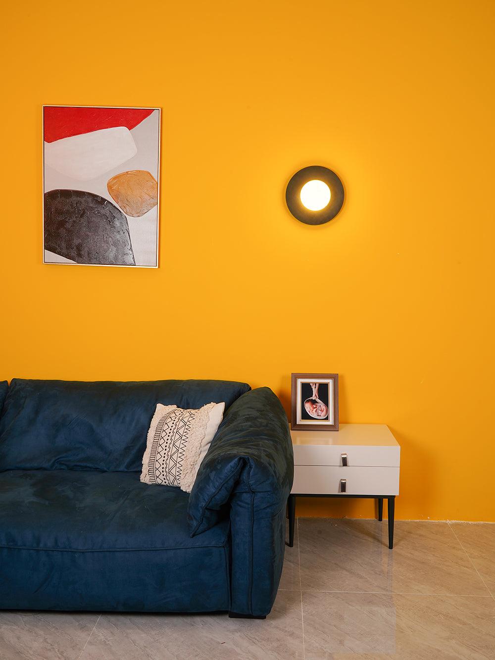 Modern Round Glass Art Sconce Wall Lamp Celestial Moon Design for Hallway and Bedroom