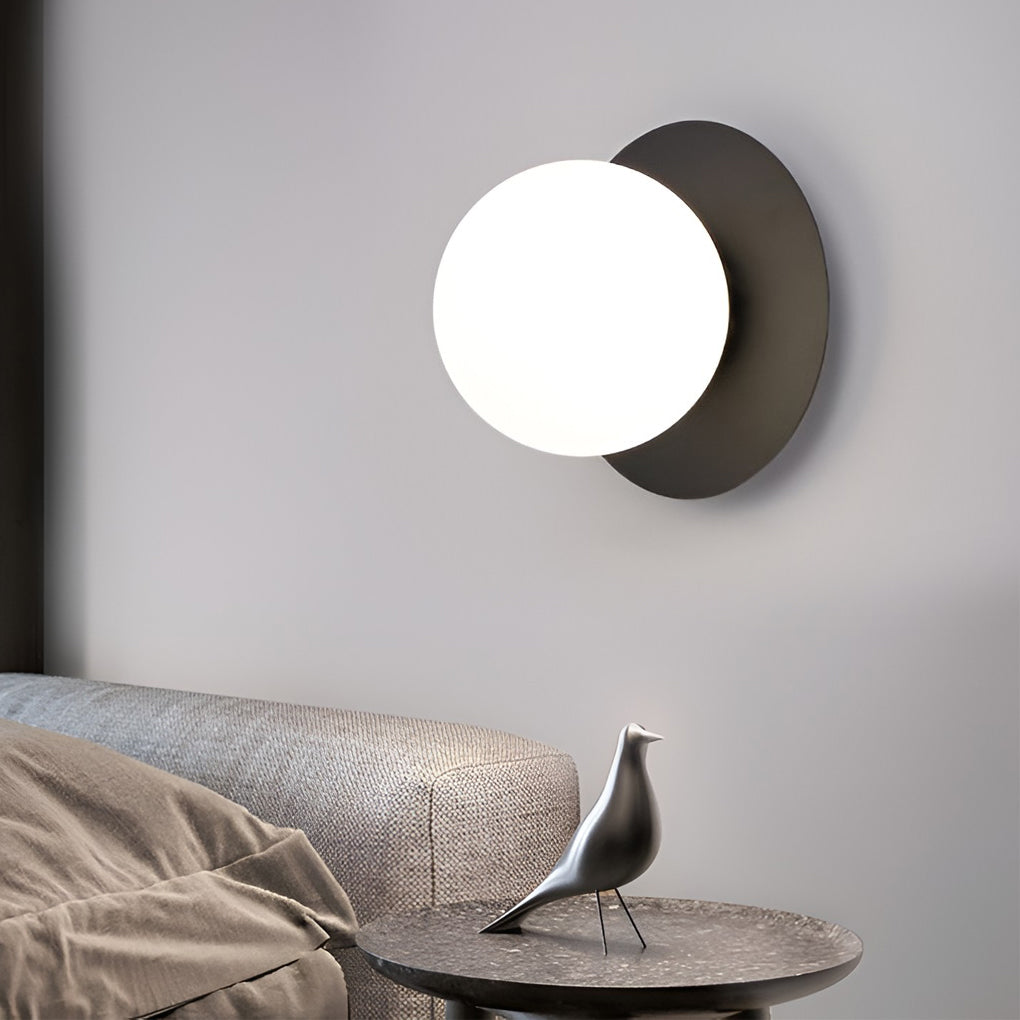 Modern Round Glass Ball Wall Sconce 12W LED Indoor Lighting for Bedroom Bedside and Living Room