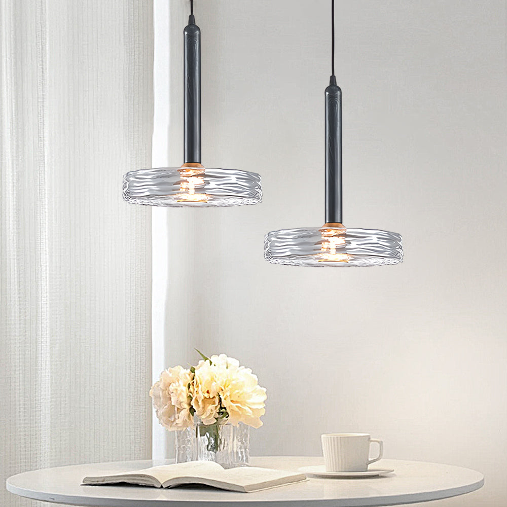 Modern Round Glass Pendant Light Amber Smoke Gray Nordic Chandelier for Kitchen Island