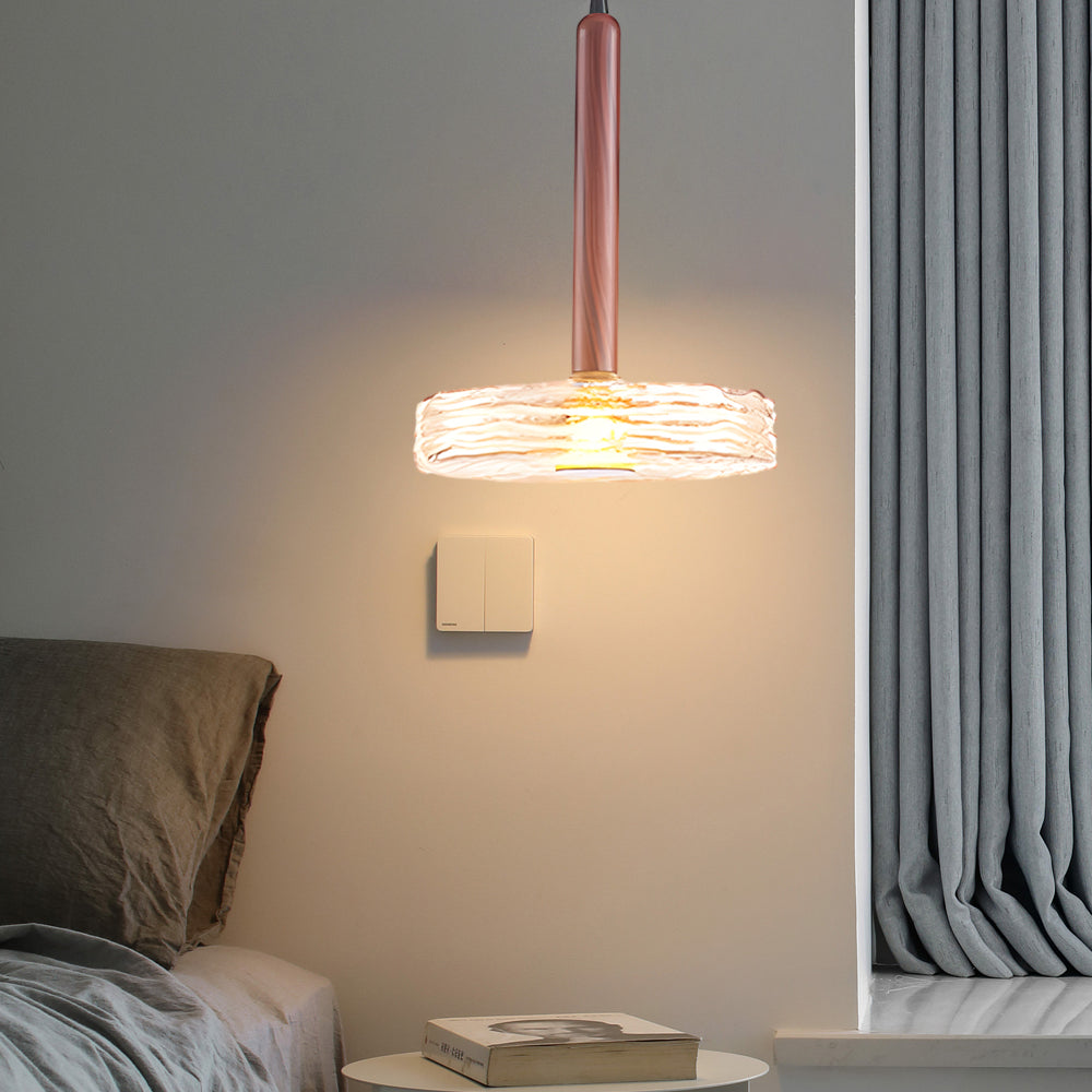 Modern Round Glass Pendant Light Amber Smoke Gray Nordic Chandelier for Kitchen Island