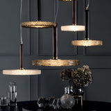 Modern Round Glass Pendant Light Amber Smoke Gray Nordic Chandelier for Kitchen Island
