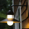 Modern Round Iron and Glass Outdoor Wall Lantern Waterproof Exterior Lighting Sconce in Black Finish