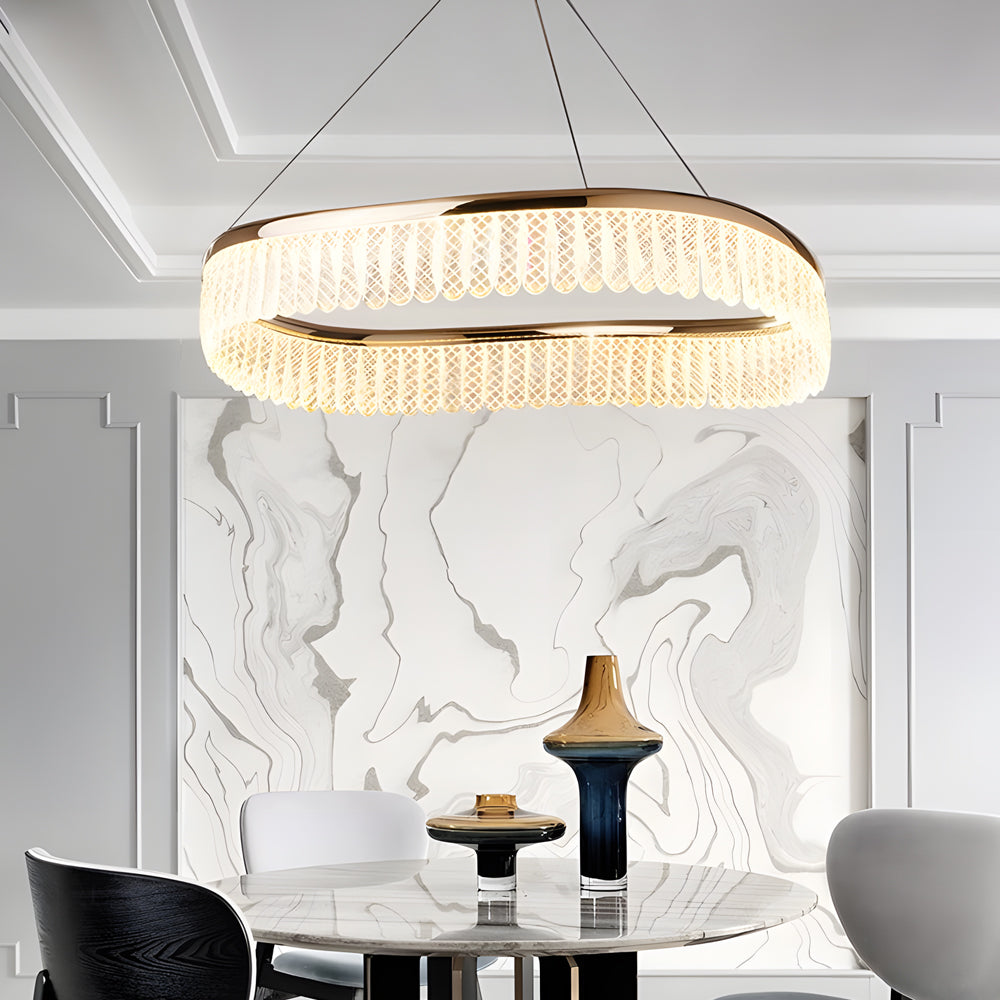 Modern Round K9 Crystal LED Chandelier Luxury 3 Step Dimming Pendant Lighting