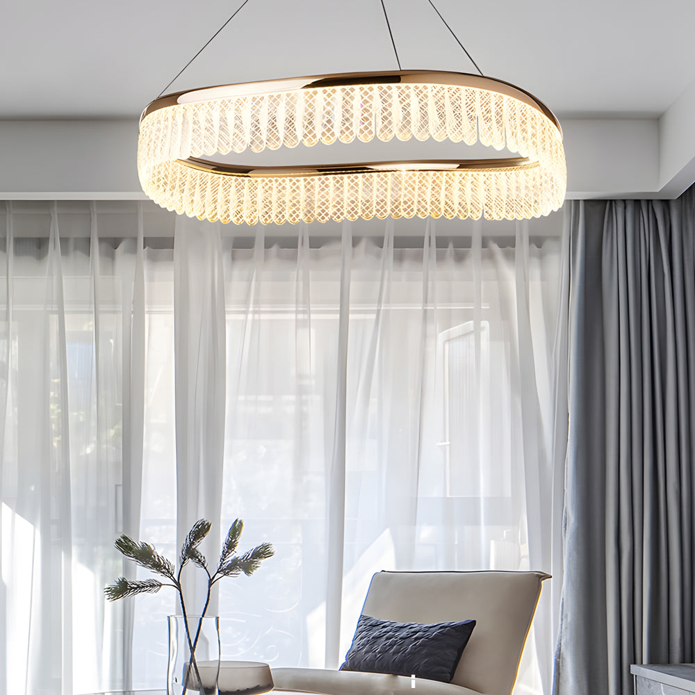 Modern Round K9 Crystal LED Chandelier Luxury 3 Step Dimming Pendant Lighting