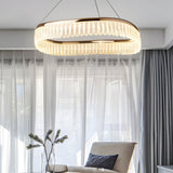 Modern Round K9 Crystal LED Chandelier Luxury 3 Step Dimming Pendant Lighting