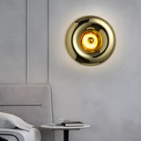 Modern Round Lava Glass Wall Sconce Creative Art Indoor Lighting Fixture in Gold and Silver