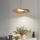 Modern Round LED Chandelier Resin Nordic Pendant Light for Bedroom Living Room Black and Gray