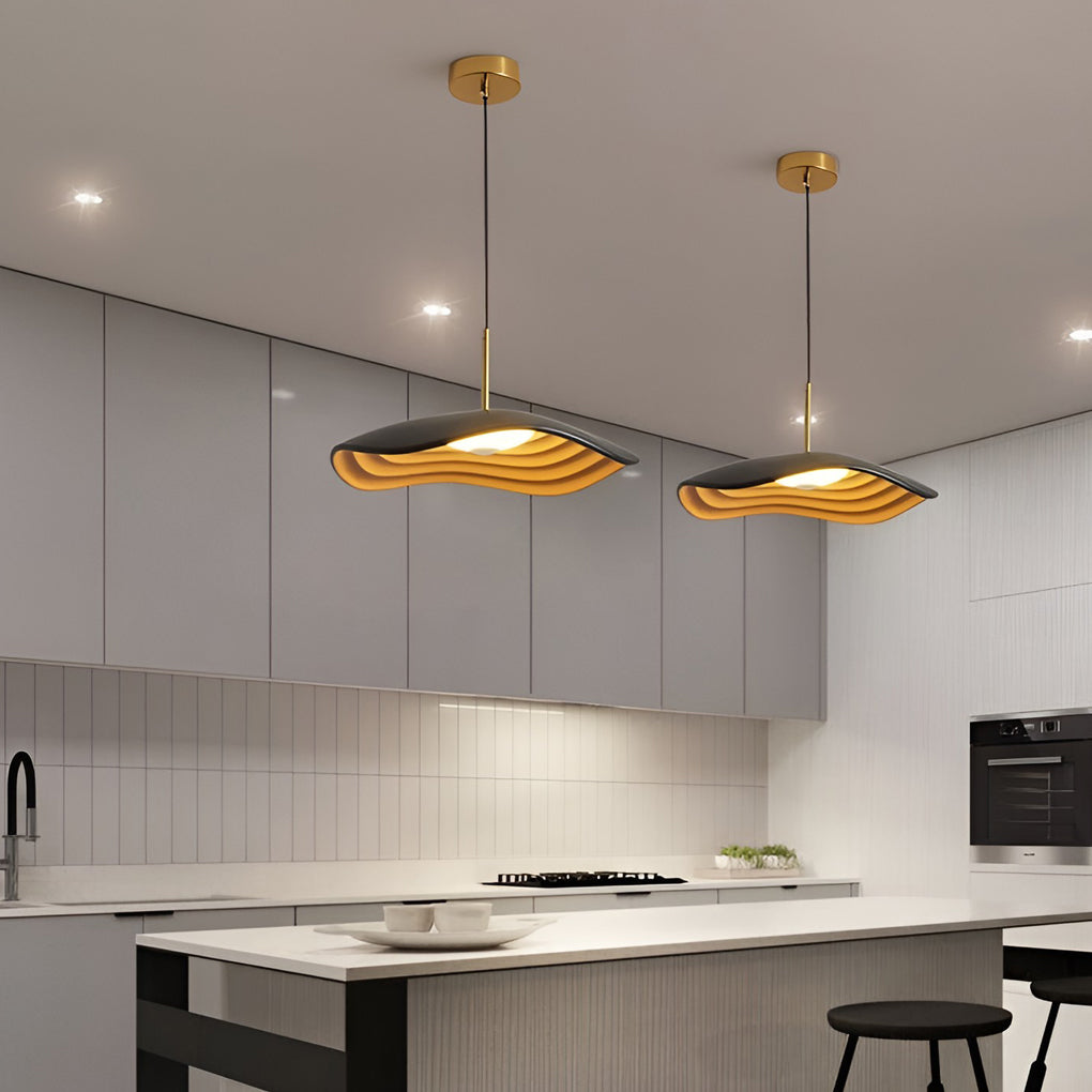 Modern Round LED Chandelier Resin Nordic Pendant Light for Bedroom Living Room Black and Gray