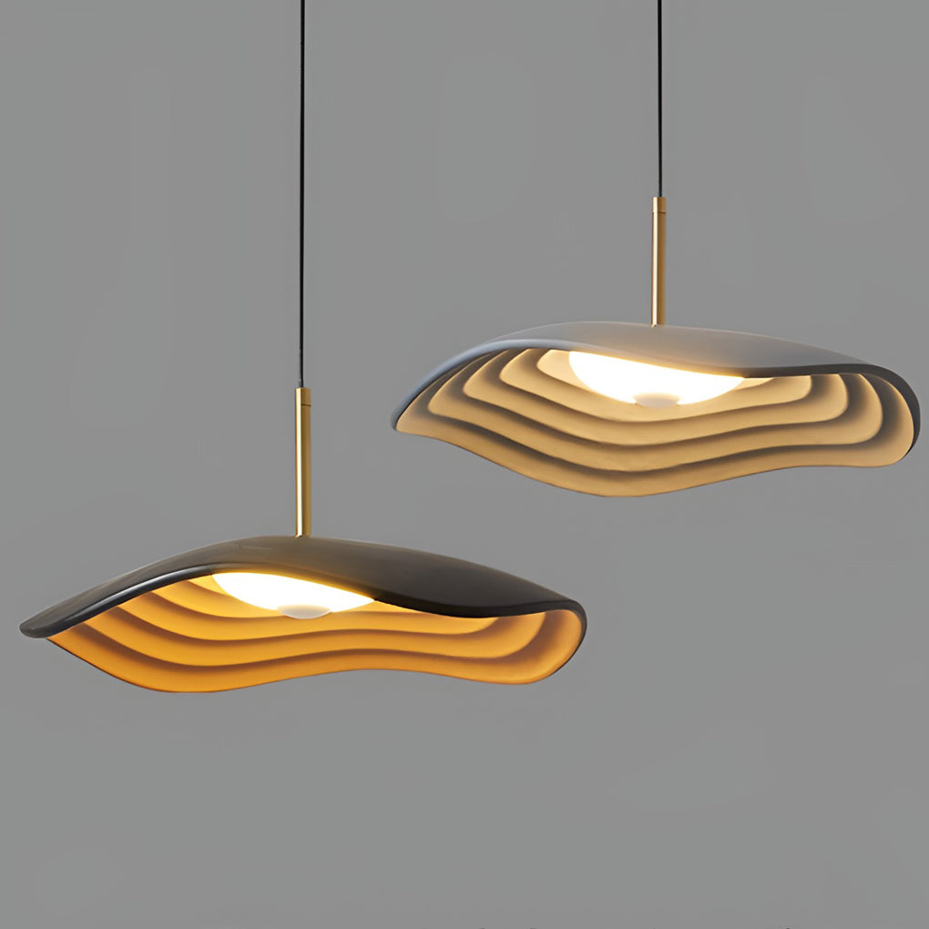 Modern Round LED Chandelier Resin Nordic Pendant Light for Bedroom Living Room Black and Gray