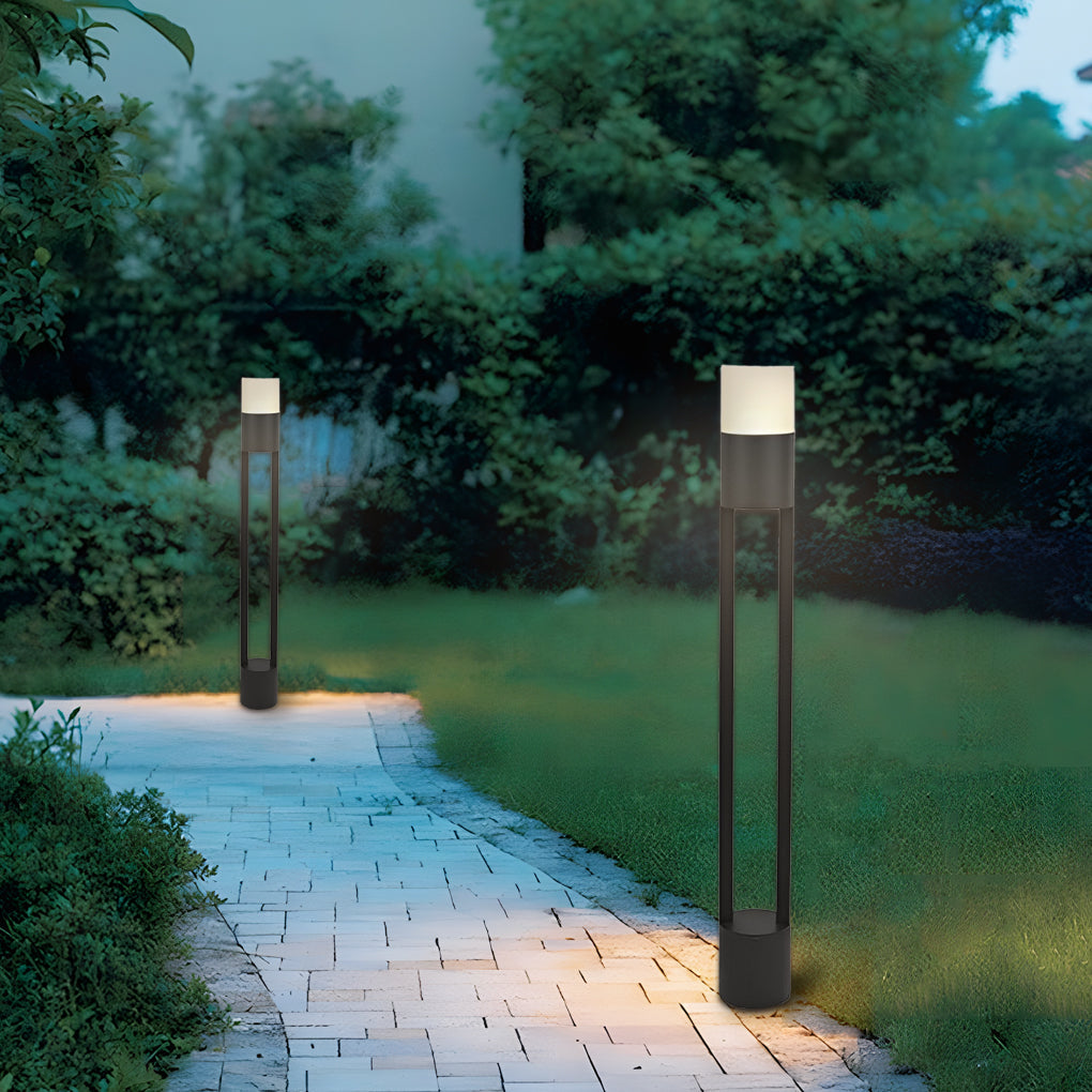 Modern Round LED Outdoor Post Light Minimalist Waterproof Garden Pathway Pole Lamp
