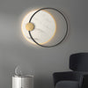 Modern Round Marble LED Wall Sconce Natural Stone Backlit Fixture for Living Room and Bedroom
