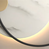 Modern Round Marble LED Wall Sconce Natural Stone Backlit Fixture for Living Room and Bedroom