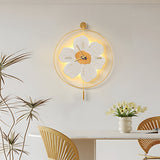 Modern Round Metal Floral LED Wall Clock for Living Room Silent Battery Operated