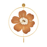 Modern Round Metal Floral LED Wall Clock for Living Room Silent Battery Operated