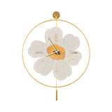 Modern Round Metal Floral LED Wall Clock for Living Room Silent Battery Operated