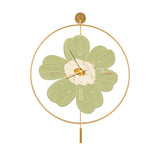 Modern Round Metal Floral LED Wall Clock for Living Room Silent Battery Operated