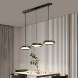 Modern Round Metallic LED Pendant Light for Kitchen Island and Dining Room Black or Chrome