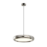 Modern Round Metallic LED Pendant Light for Kitchen Island and Dining Room Black or Chrome