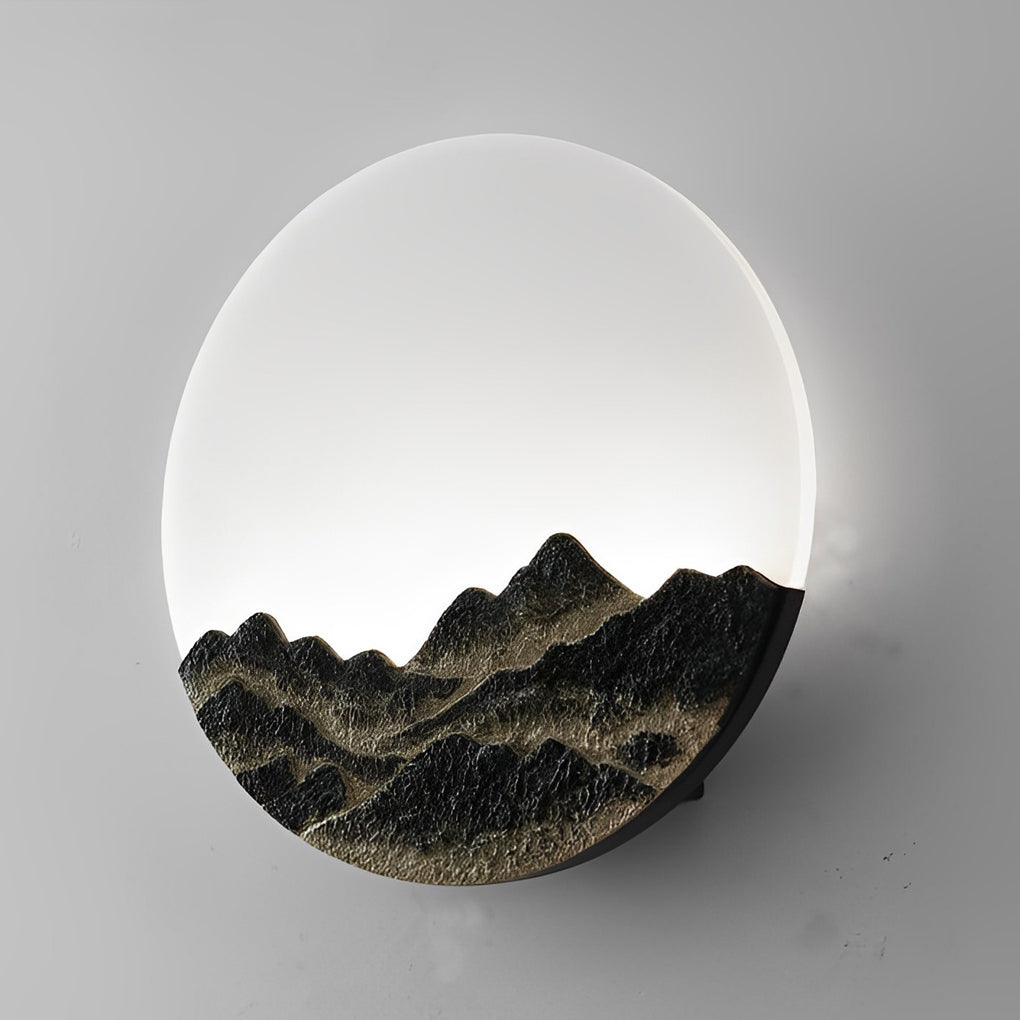 Modern Round Mountain Design Exterior LED Wall Light Waterproof Stainless Steel Sconce for Yard