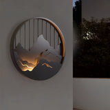 Modern Round Mountain Scenery LED Waterproof Outdoor Wall Sconce Lamp for Exterior Decor
