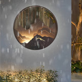 Modern Round Mountain Scenery LED Waterproof Outdoor Wall Sconce Lamp for Exterior Decor