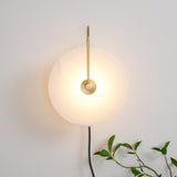 Modern Round Natural Alabaster LED Plug In Wall Sconce Ambient Indoor Lighting Fixture