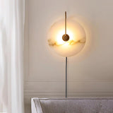 Modern Round Natural Alabaster LED Plug In Wall Sconce Ambient Indoor Lighting Fixture