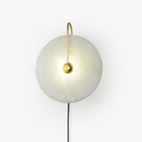 Modern Round Natural Alabaster LED Plug In Wall Sconce Ambient Indoor Lighting Fixture