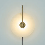 Modern Round Natural Alabaster LED Plug In Wall Sconce Ambient Indoor Lighting Fixture