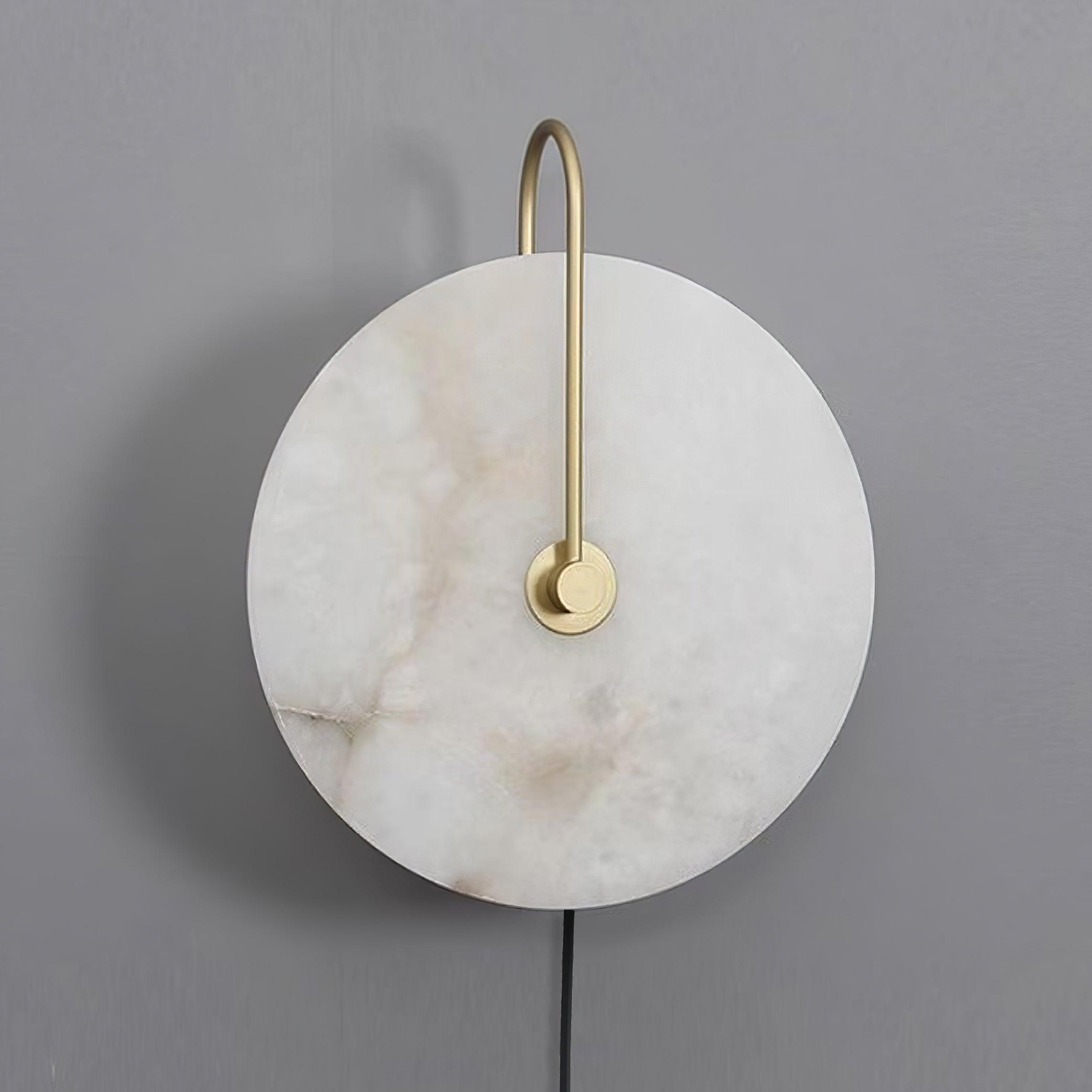 Modern Round Natural Alabaster LED Plug In Wall Sconce Ambient Indoor Lighting Fixture