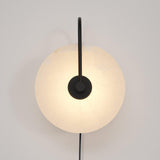Modern Round Natural Alabaster LED Plug In Wall Sconce Ambient Indoor Lighting Fixture