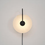 Modern Round Natural Alabaster LED Plug In Wall Sconce Ambient Indoor Lighting Fixture