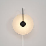 Modern Round Natural Alabaster LED Plug In Wall Sconce Ambient Indoor Lighting Fixture