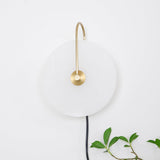Modern Round Natural Alabaster LED Plug In Wall Sconce Ambient Indoor Lighting Fixture