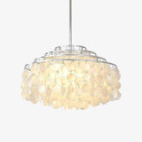 Modern Round Natural Shell Chandelier Luxury Coastal Pendant Lighting for Dining Room