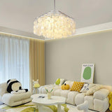 Modern Round Natural Shell Chandelier Luxury Coastal Pendant Lighting for Dining Room