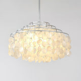 Modern Round Natural Shell Chandelier Luxury Coastal Pendant Lighting for Dining Room