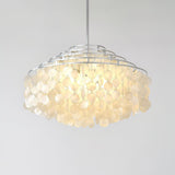 Modern Round Natural Shell Chandelier Luxury Coastal Pendant Lighting for Dining Room